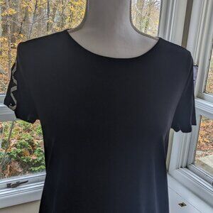 89th & Madison Short Sleeve Top With Blingy Sleeve Detail